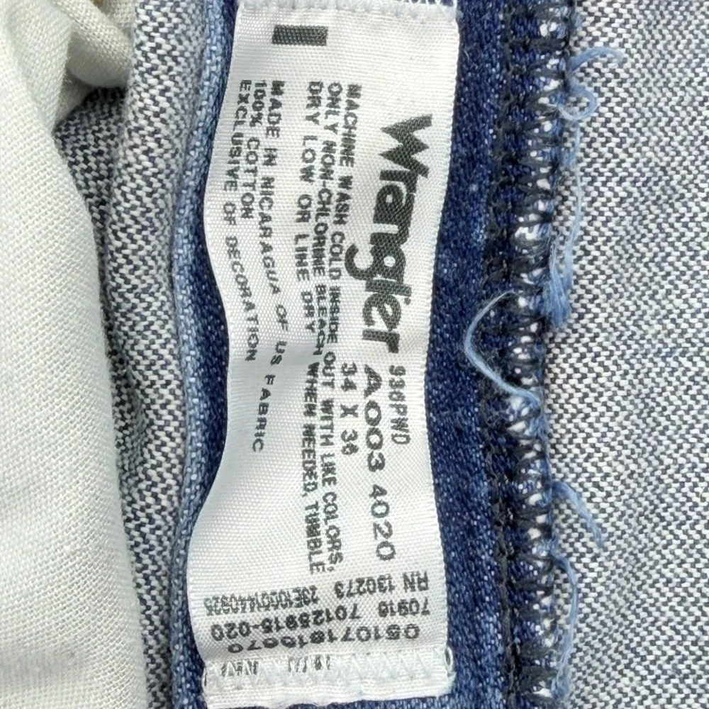 Wrangler Jeans Mens 34x36 Blue Cowboy Cut Slim Fit Straight Leg Denim Rodeo